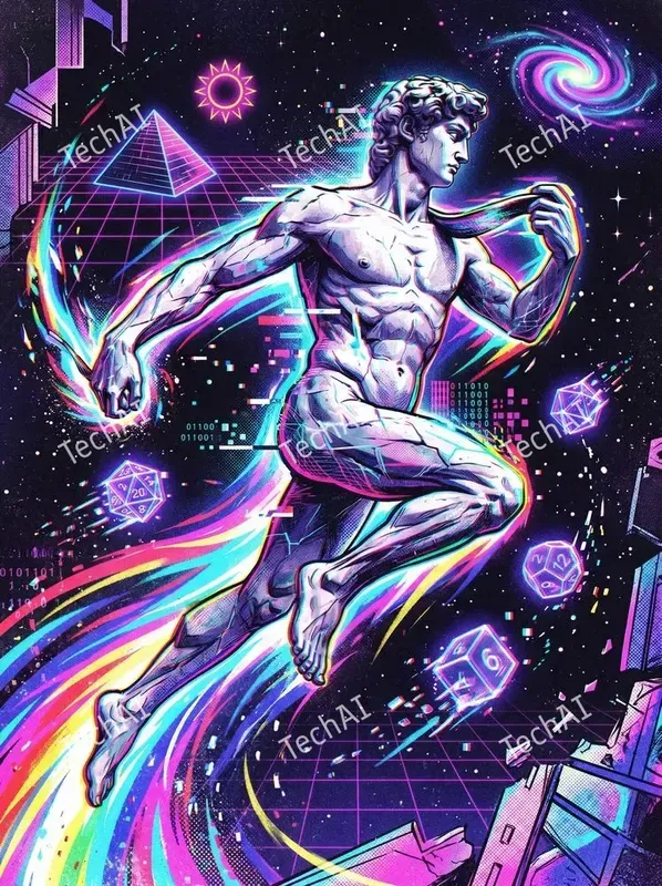 Glitch Vaporwave Neoclassical Art