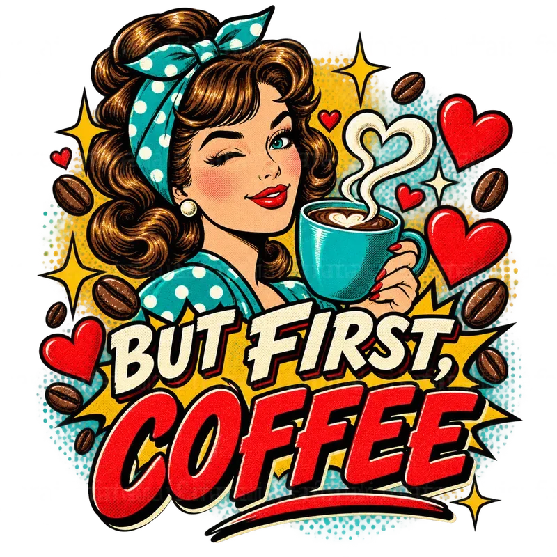 Retro Pop Art Coffee Tshirt Designs