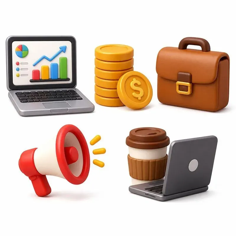 3D Clay Render Business Icons