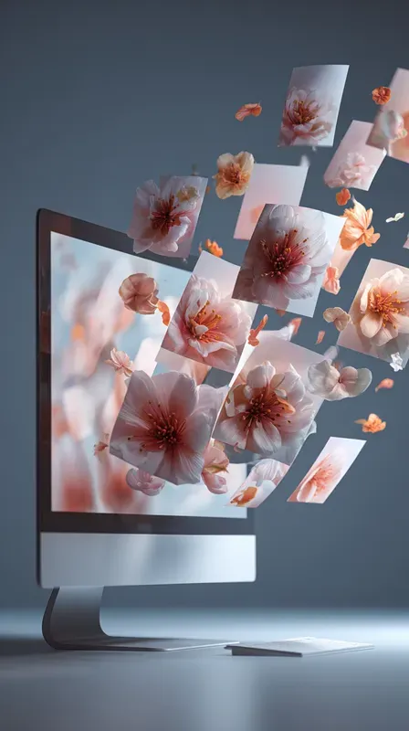 Digital Cards Emerging From Screen