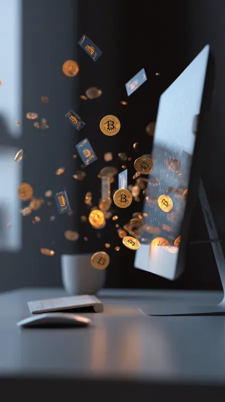 Digital Cards Emerging From Screen