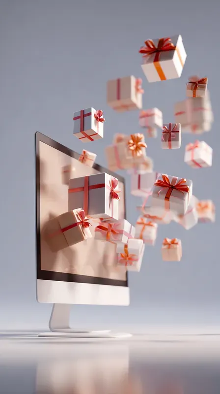 Digital Cards Emerging From Screen