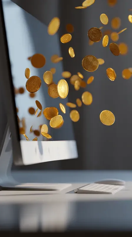 Digital Cards Emerging From Screen