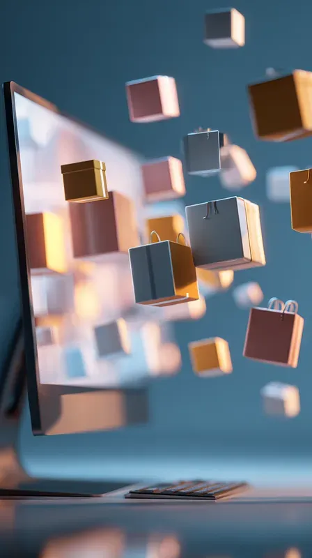 Digital Cards Emerging From Screen