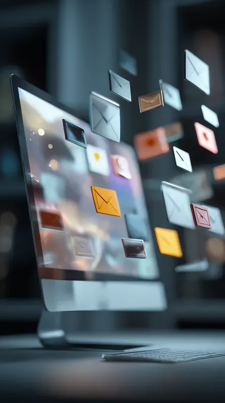 Digital Cards Emerging From Screen