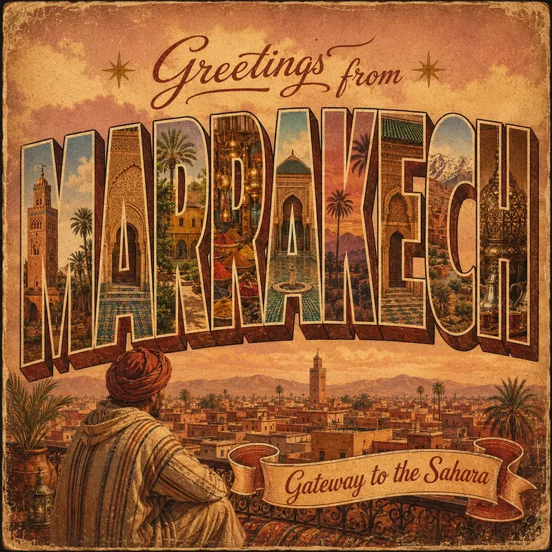 Largeletter Destination Postcard Art