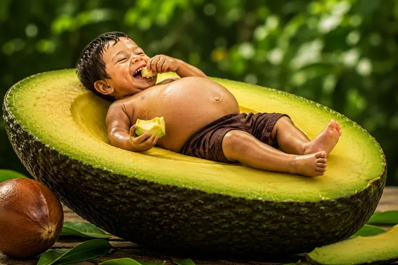 Whimsical Fruit Eating Images