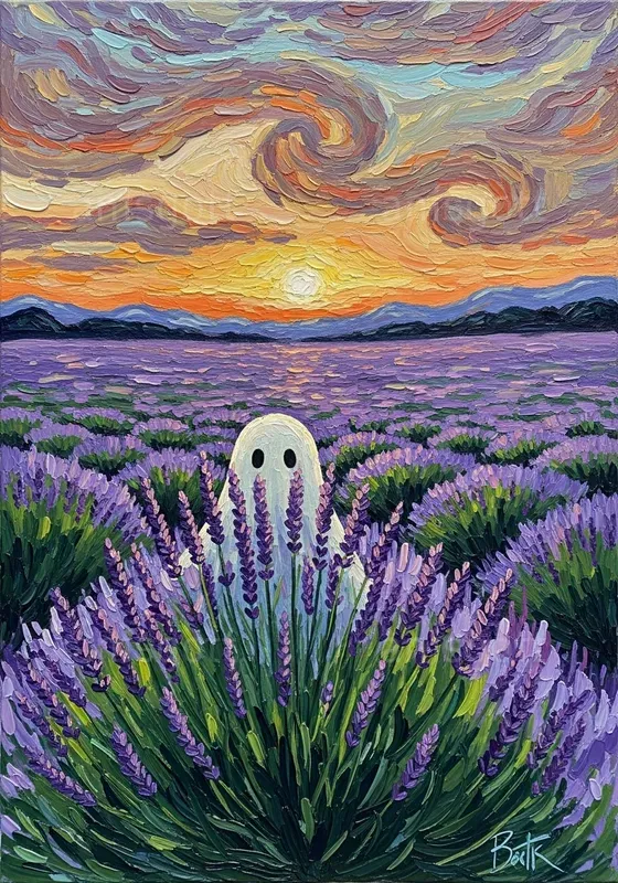 Whimsy Ghost Impasto Landscape Wall Art