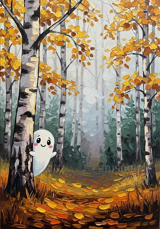 Whimsy Ghost Impasto Landscape Wall Art