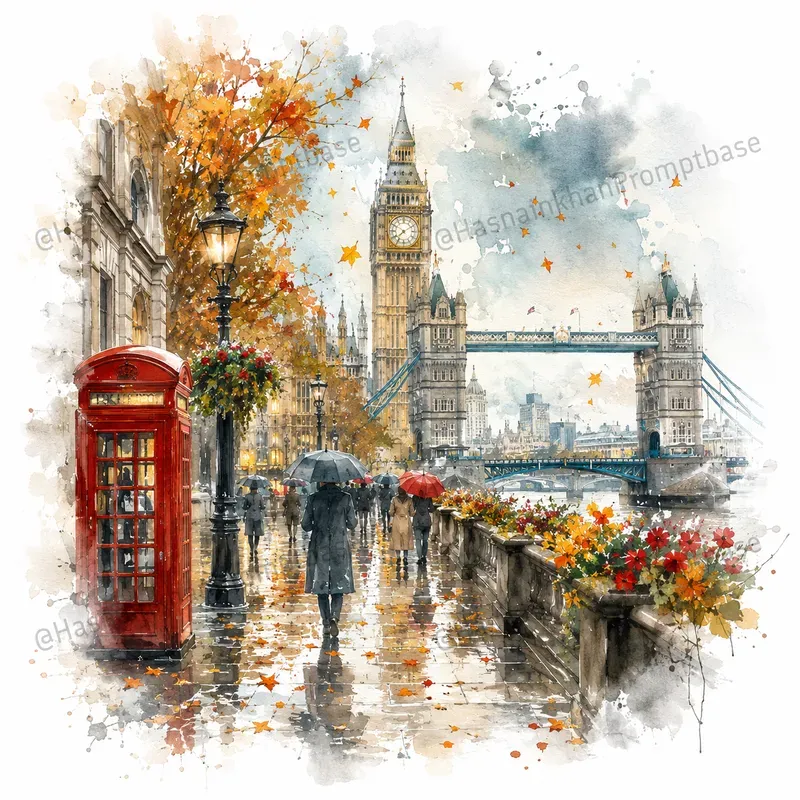 Famous City Watercolor Street Scenes
