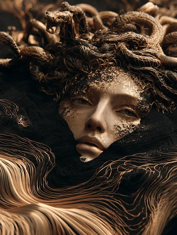 Dark Gold Topographic Art