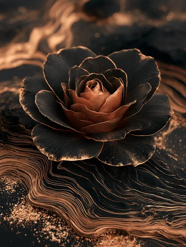 Dark Gold Topographic Art