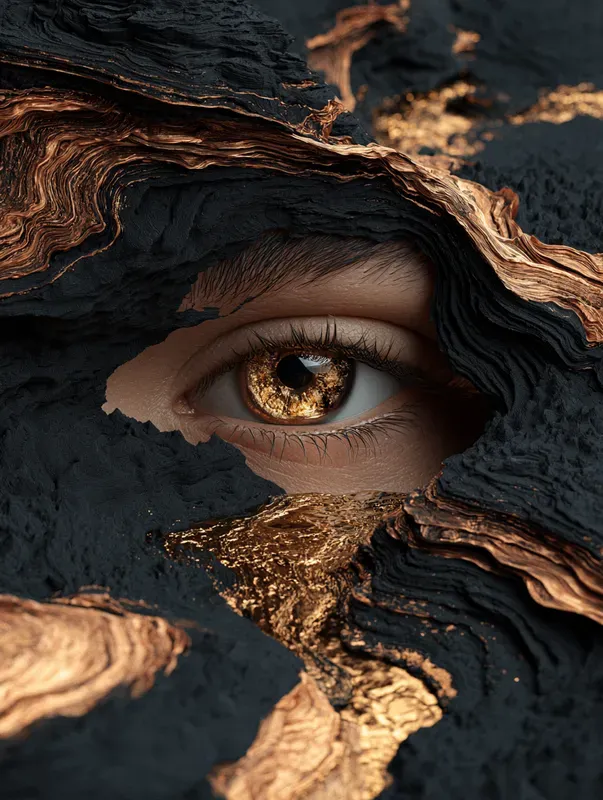 Dark Gold Topographic Art