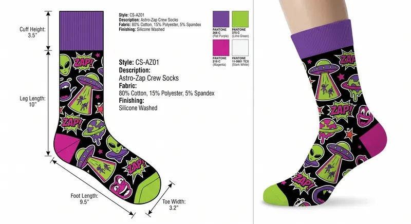 Streetwear Pop Art Sock Design Tech Packs