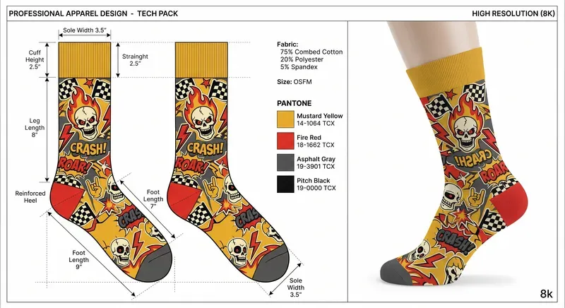 Streetwear Pop Art Sock Design Tech Packs