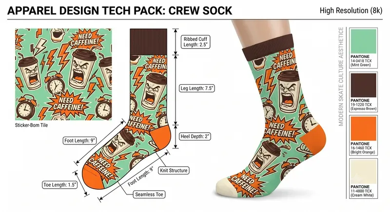 Streetwear Pop Art Sock Design Tech Packs