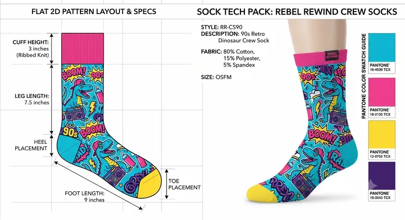 Streetwear Pop Art Sock Design Tech Packs