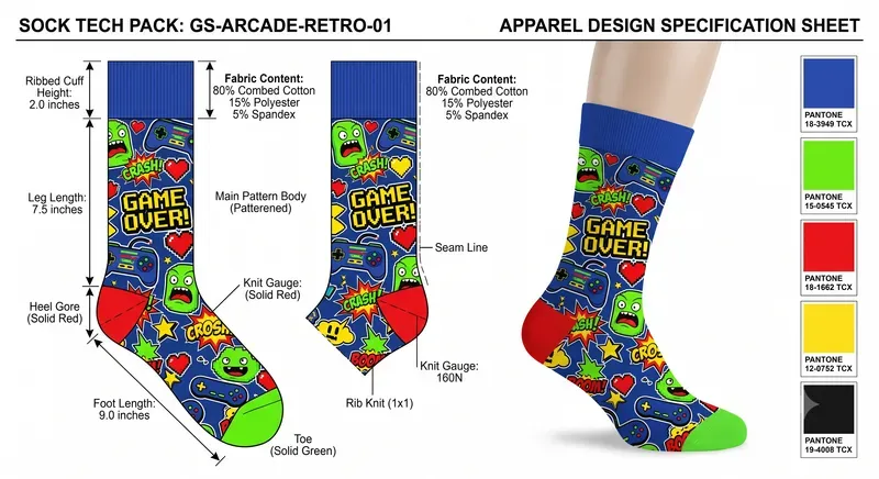 Streetwear Pop Art Sock Design Tech Packs