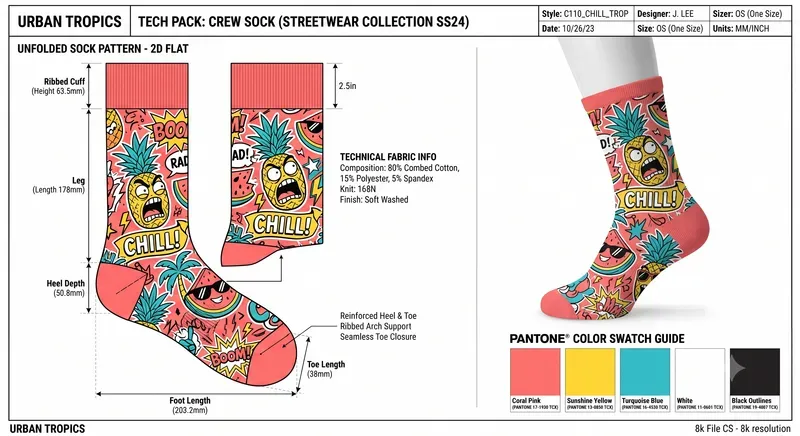 Streetwear Pop Art Sock Design Tech Packs