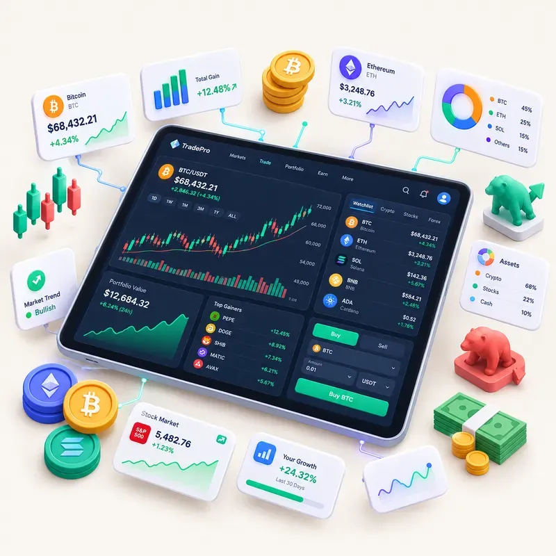 3D App UI Dashboard Mockups