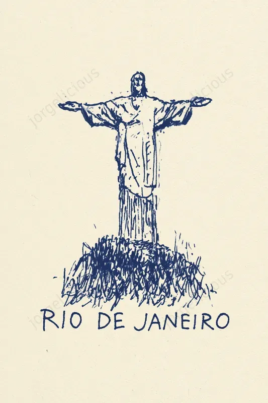 Minimal Blue Ink Travel Sketch Prints