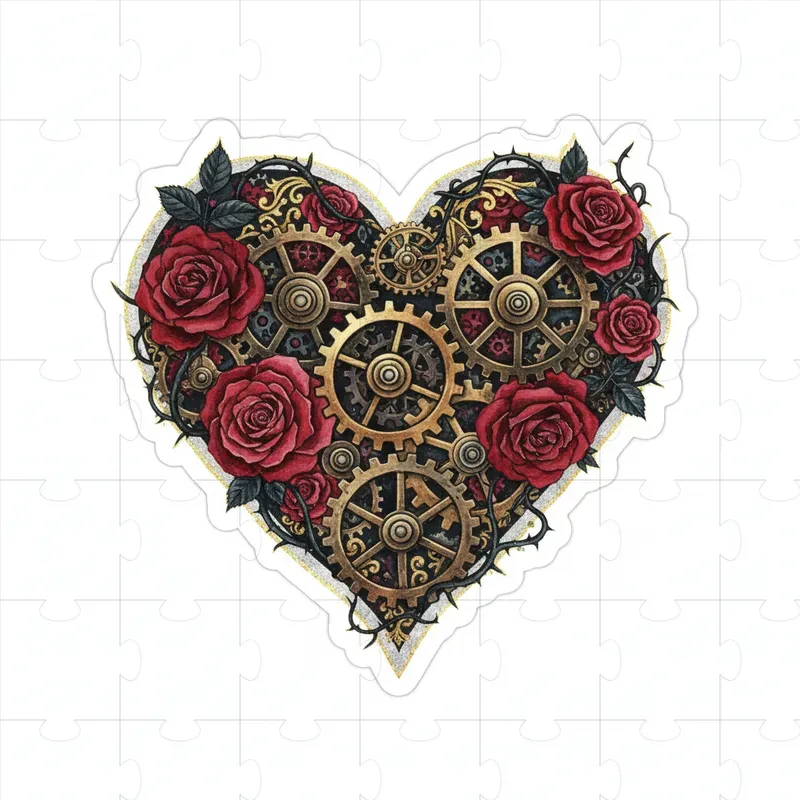 Dark Gothic Steampunk Valentine Clipart