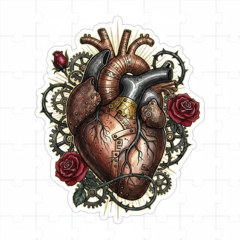 Dark Gothic Steampunk Valentine Clipart
