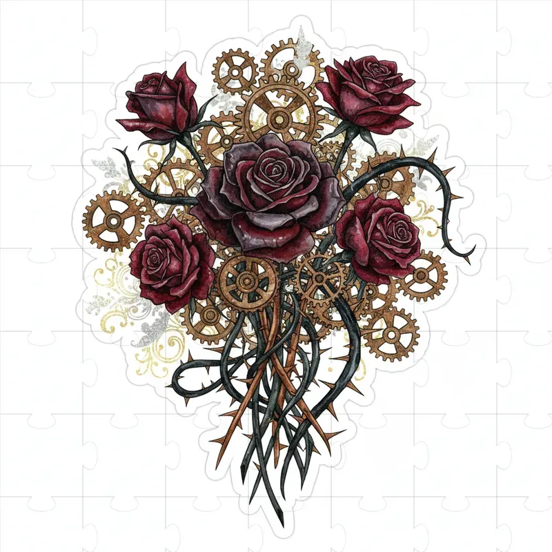 Dark Gothic Steampunk Valentine Clipart