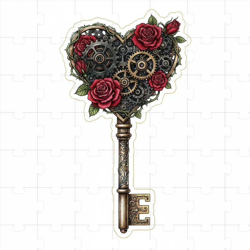Dark Gothic Steampunk Valentine Clipart