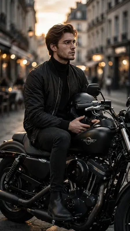 Cinematic Urban Biker Boy Mens Fashion