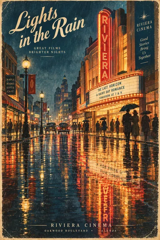 Retro Cozy Rainy Scenes Poster Art