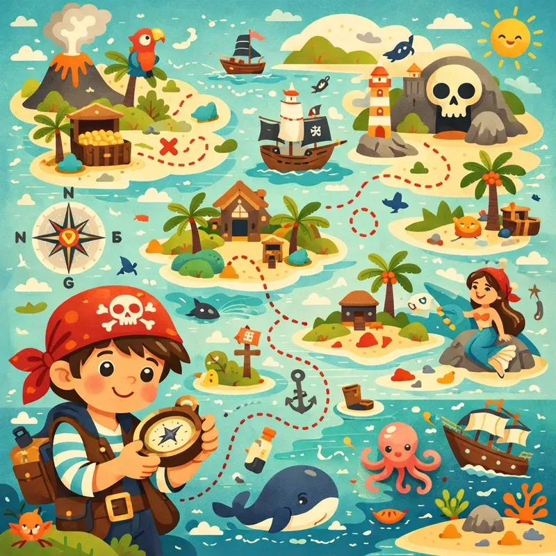 Whimsical Fantasy Map Journey Art