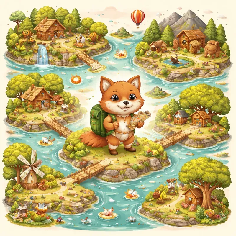 Whimsical Fantasy Map Journey Art