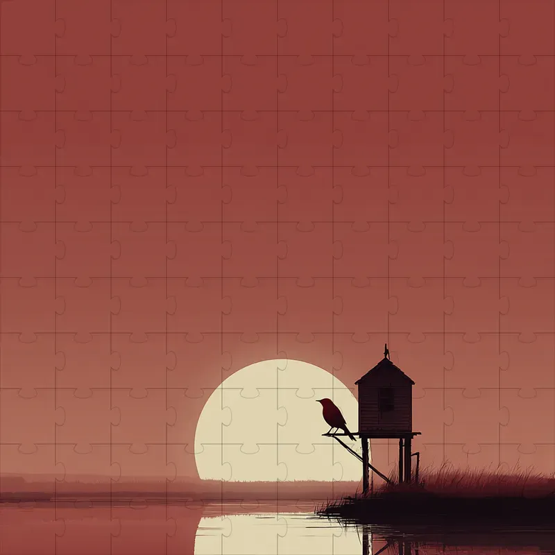 Gouache Flat Silhouettes Dusk Haze