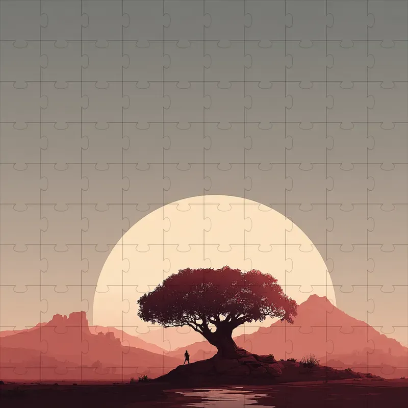Gouache Flat Silhouettes Dusk Haze