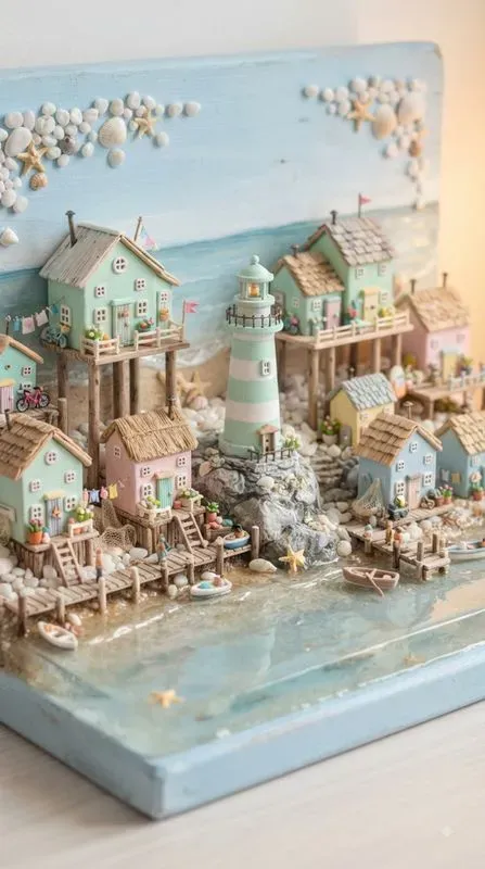 Miniature Pastel Clay Villages