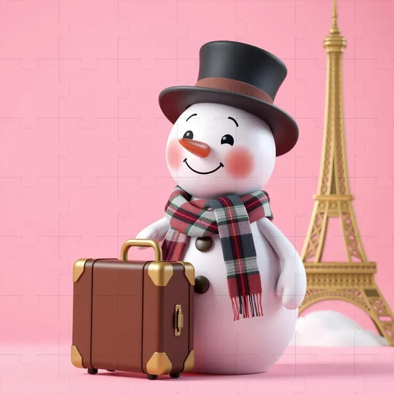 Cute 3D Christmas Travel Characters