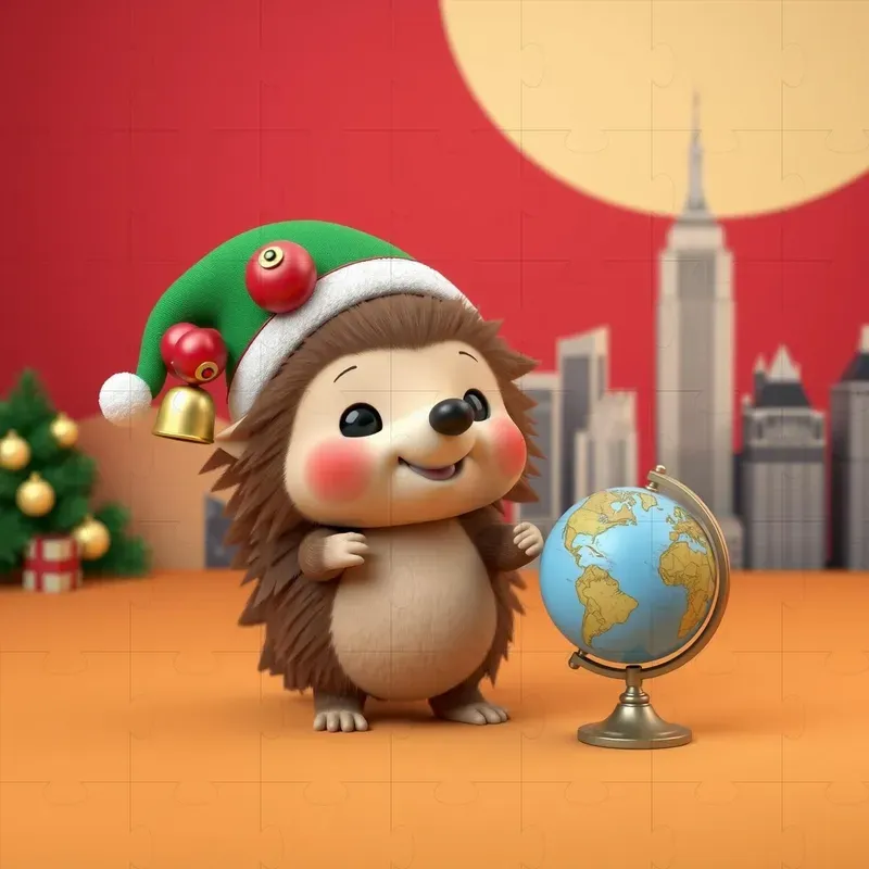 Cute 3D Christmas Travel Characters