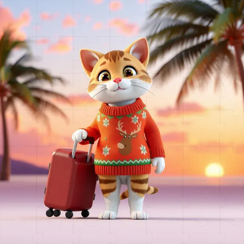 Cute 3D Christmas Travel Characters