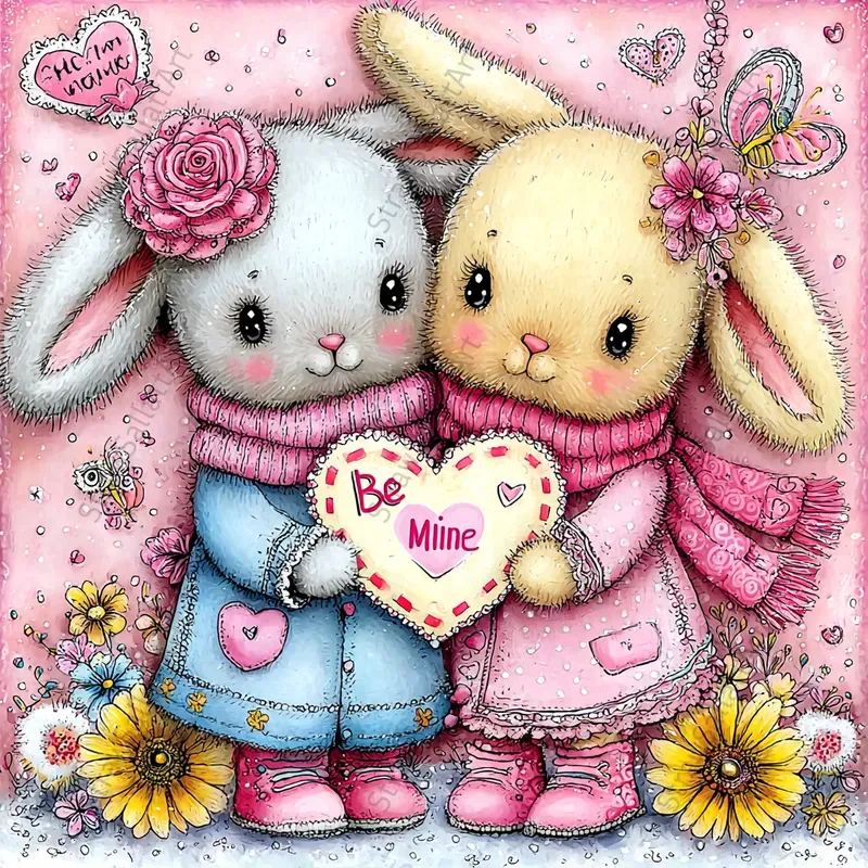 Whimsical Valentine Love Cards Cliparts