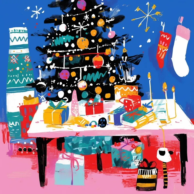 Vibrant Painterly Christmas Scenes