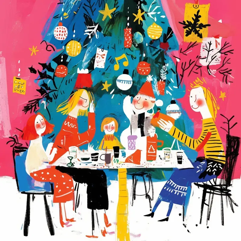 Vibrant Painterly Christmas Scenes