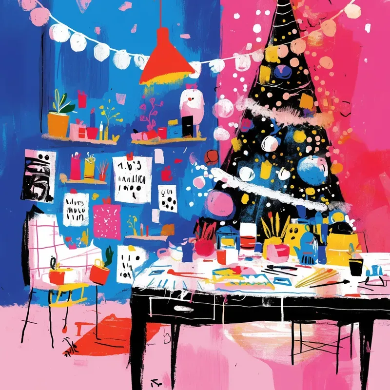 Vibrant Painterly Christmas Scenes