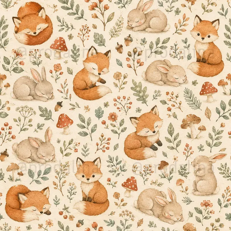 Cute Woodland Animals Seamless Patterns