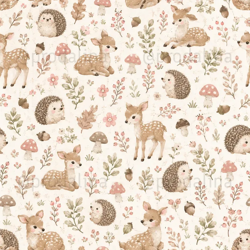 Cute Woodland Animals Seamless Patterns