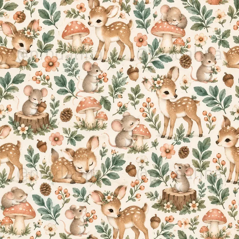 Cute Woodland Animals Seamless Patterns