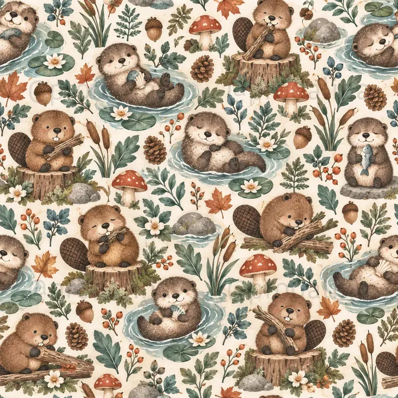 Cute Woodland Animals Seamless Patterns