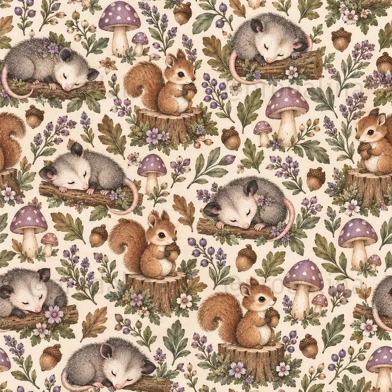 Cute Woodland Animals Seamless Patterns