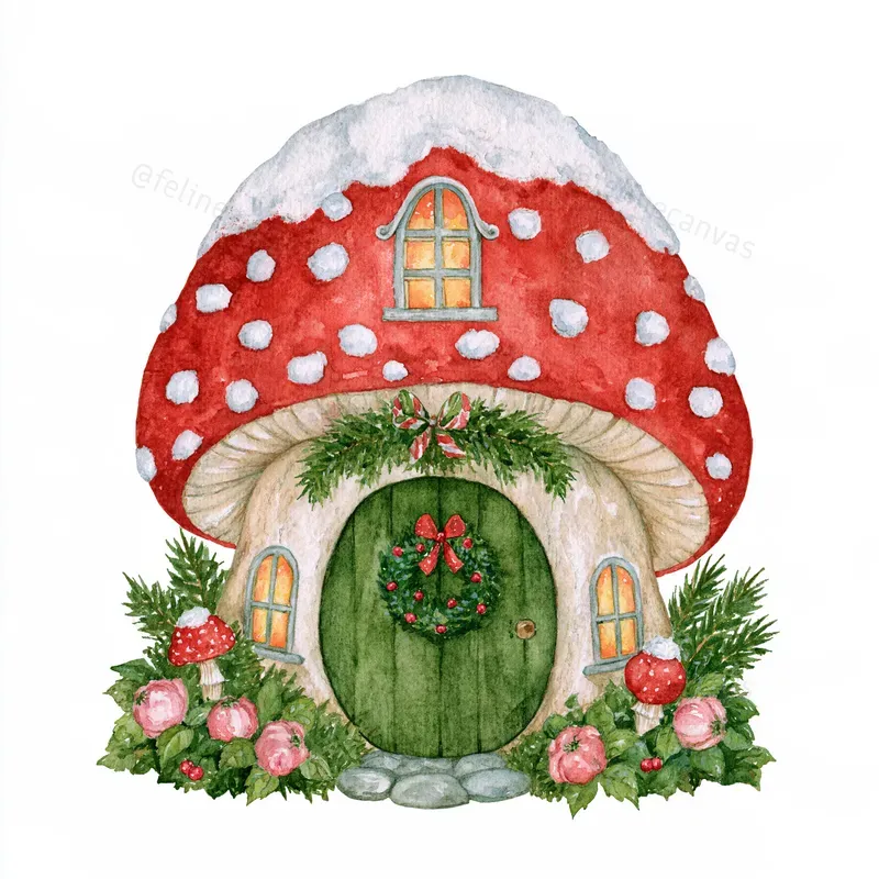 Whimsical Christmas Watercolor Cliparts