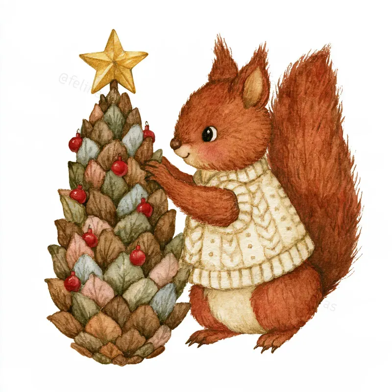 Whimsical Christmas Watercolor Cliparts